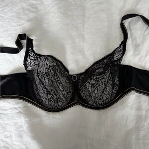 Allure Sheer Black Lace Underwire Bra with Contrast Trim